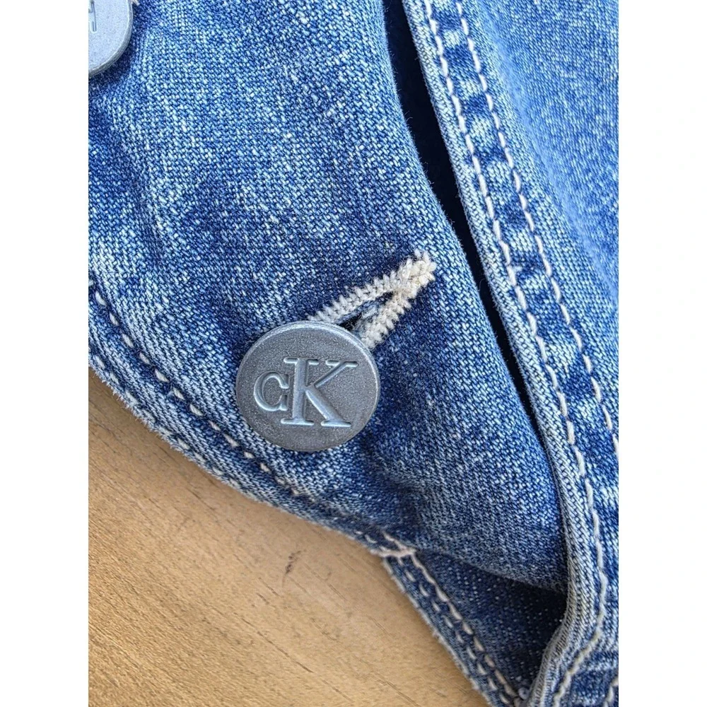 Vintage Calvin Klein Bib Overalls Mens Large Medium Wash Denim 90s Y2K